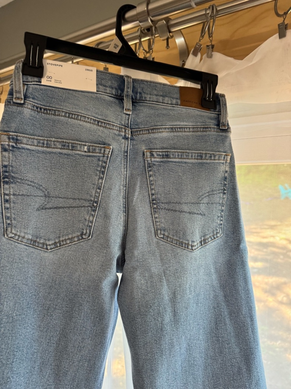American Eagle Stovepipe Jeans 00 24W High Rise Jeans Strigid NWT - Picture 6 of 7